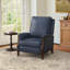 Liauro 32.3" Wide Genuine Leather Manual Push Back Recliner with Solid Wood Handrail-1861151443