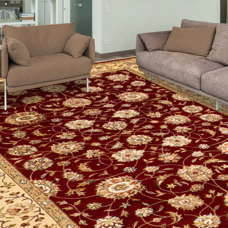 Hand-Knotted High-Quality Red and Gold Area Rug