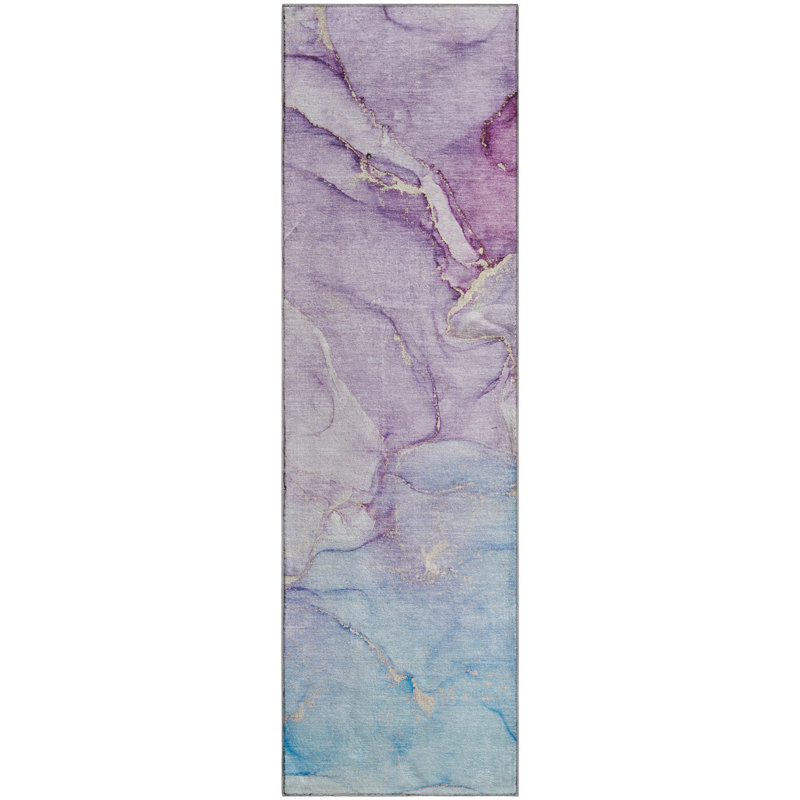 Premium Machine Washable Cerrito AMF516 Purple Rug, Runner 2'3" x 7'6"