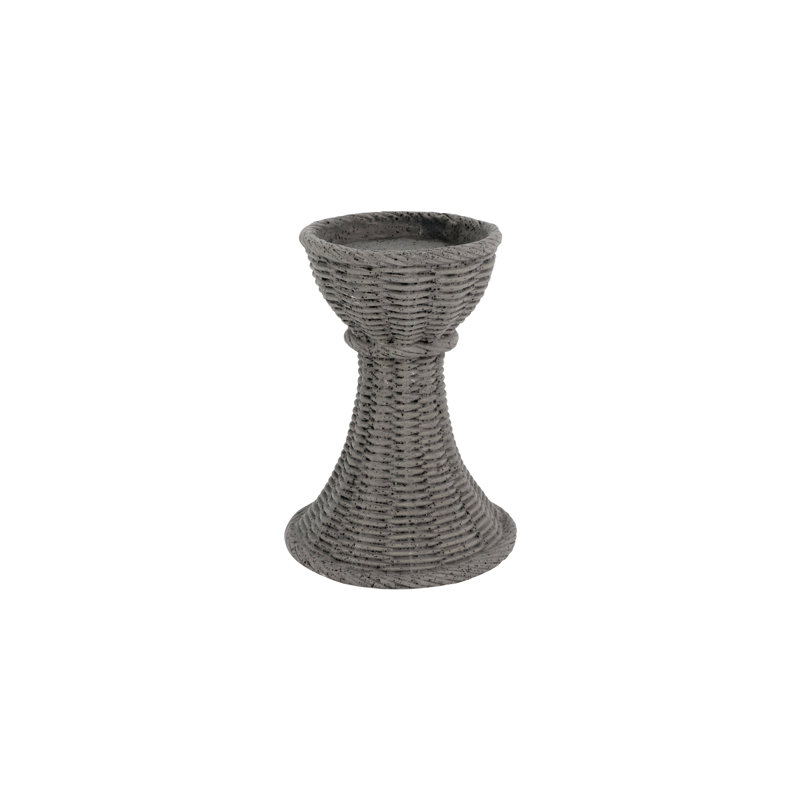 Casa Terra Bianca Tabletop Candlestick, 8" H x 5.75" W x 5.75" D, Gray