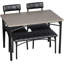Dining Table Set for 4, Rectangular Wooden Table with Steel Frame, 2 Upholstered Chairs & Bench, Industrial Retro Style Compact Kitchen Dining Furniture for Small Space, Dinner, Apartment,Grey-112557547-112557548-112557550