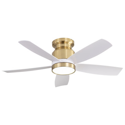 42 Inch Flush Mount Ceiling Fans With LED Light 22W And Remote Control 5 ABS Fan Blades For Indoor