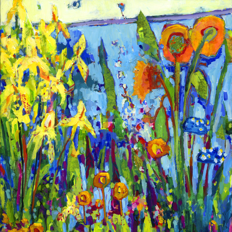 Yellow Garden II by Tara Funk Grim - Wrapped Canvas Painting, 122cm H x 122cm W