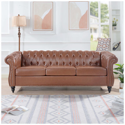 84.65'' Faux Leather Sofa