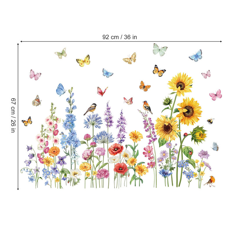 Spring Summer Garden Flower Double Sided Window Clings