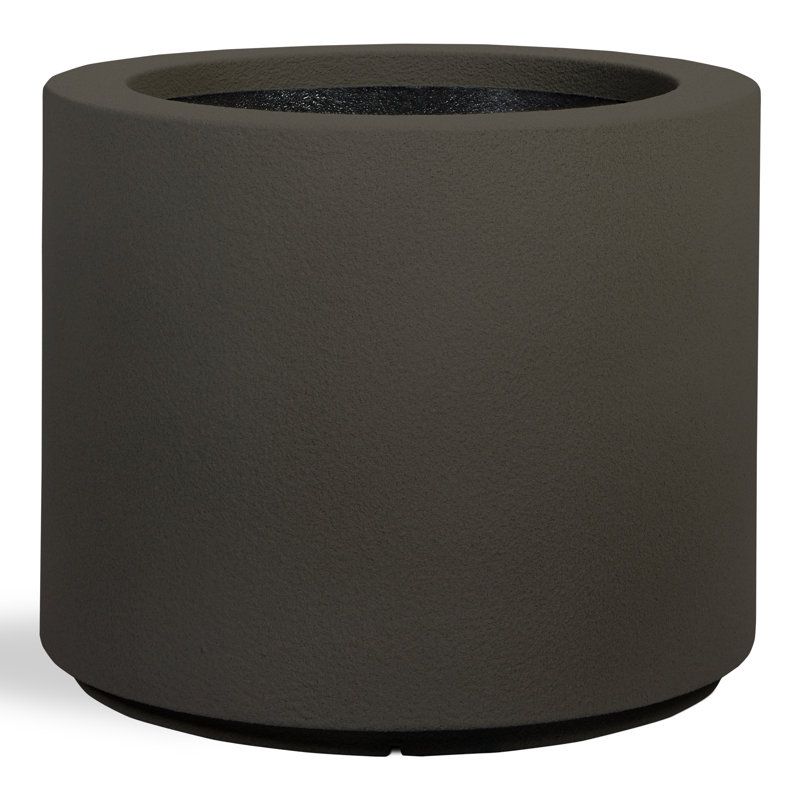 Gita Large Lightweight Outdoor 23" x 19" Round Planter Box, Slate Gray