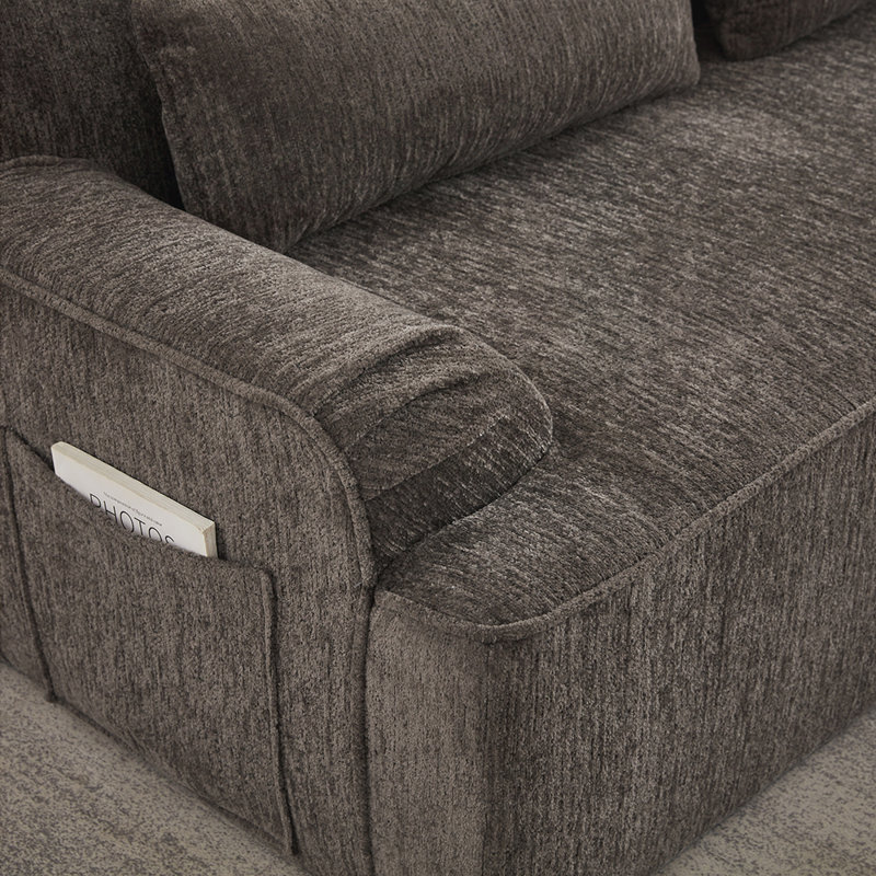 Canapé modulaire surdimensionné en L Chenille, design minimaliste, canapé-lit confortable pour le salon sans assemblage requis