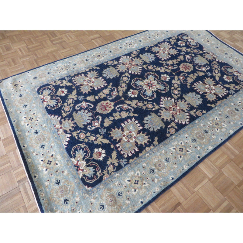 Tapis de zone en laine 6 pi x 9 pi 3 po one-of-kind noué la blue Josephson