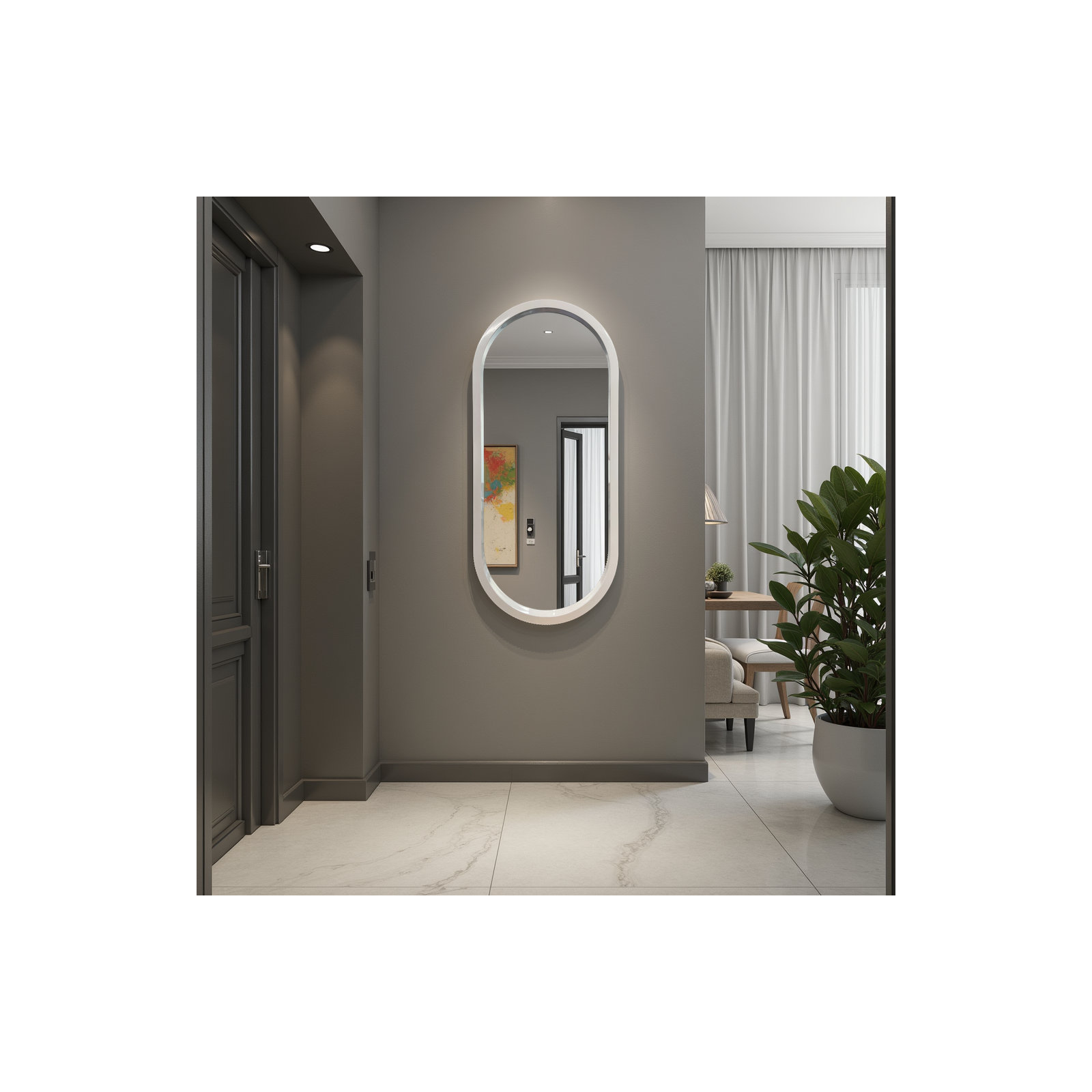 Osman Glossy Intense Rust Wall Mirror, White