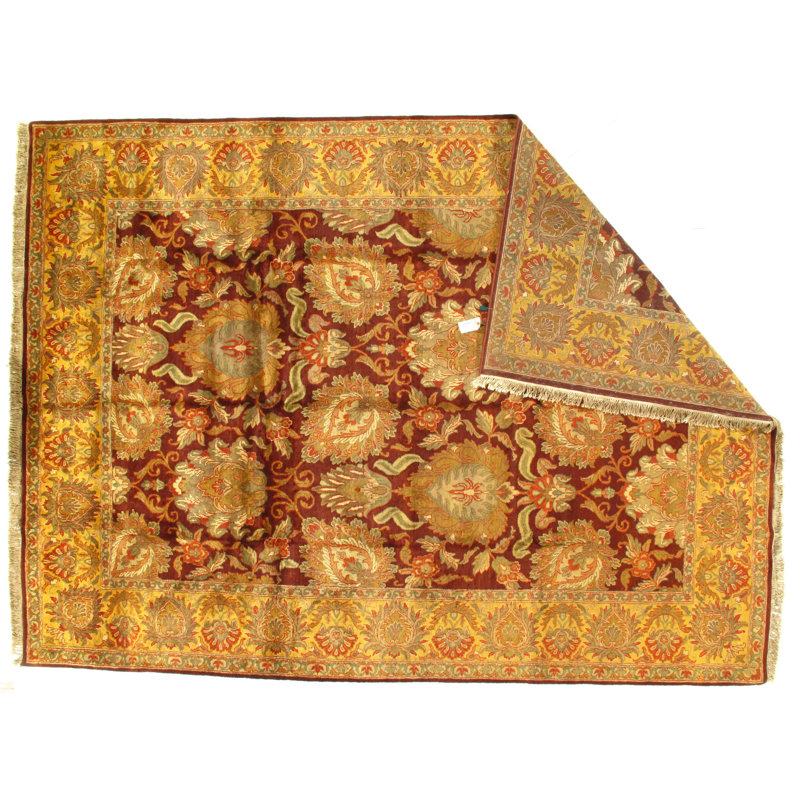 Wool Oriental Area Rug in Gold/Red