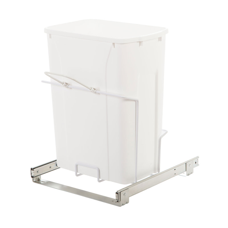 White Plastic 35-Quart Pull-Out Kitchen Trash Can