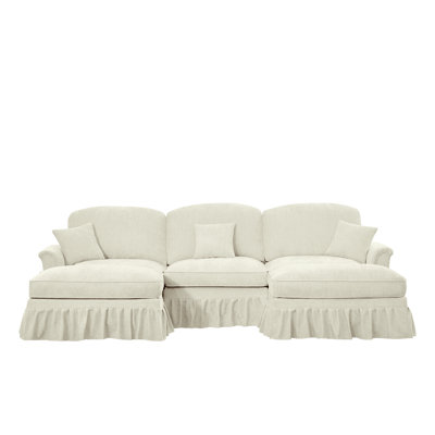 Sofalyn 4-Piece Chenille Modular Sectional Sofa Couch With Flared Arms And Removable Skirts
