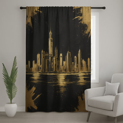 Golden City Skyline, rideaux transparents et occultants - 1 panneau