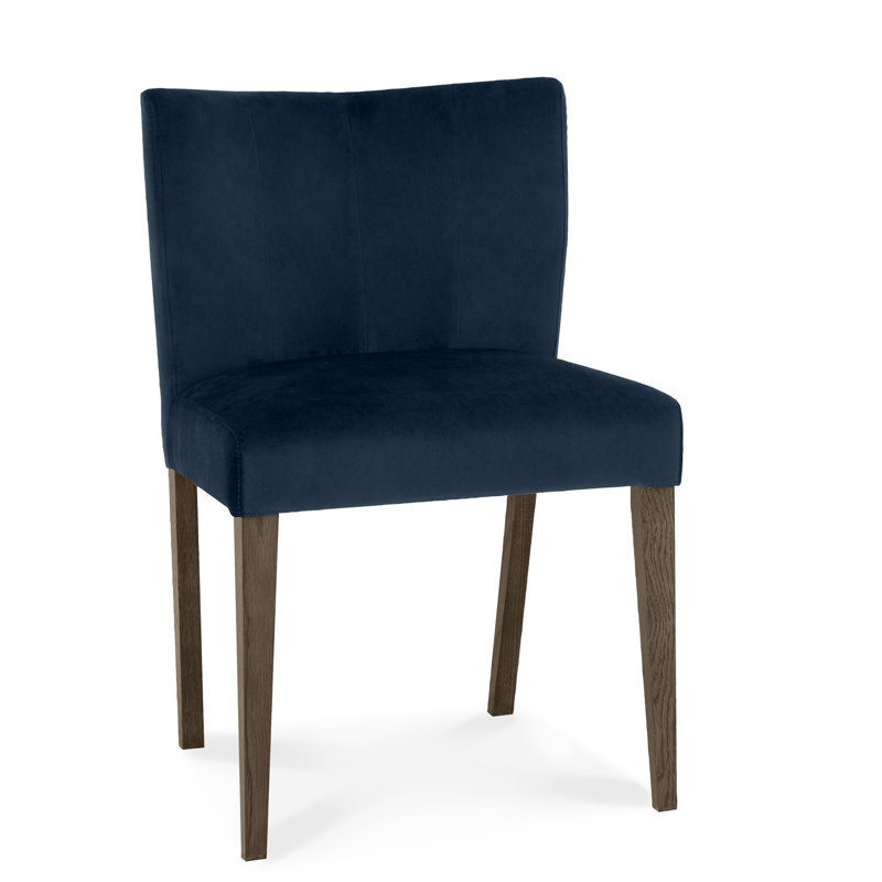 Caserta Polyester Blend Upholstered Side Chair, Gun Metal, Dark Oak