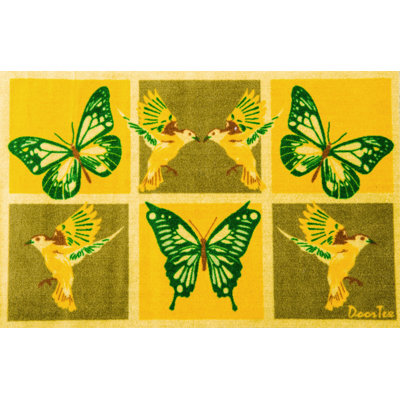 Doortex Yellow Butterfly Short Sun Room Runner - 20" x 30"