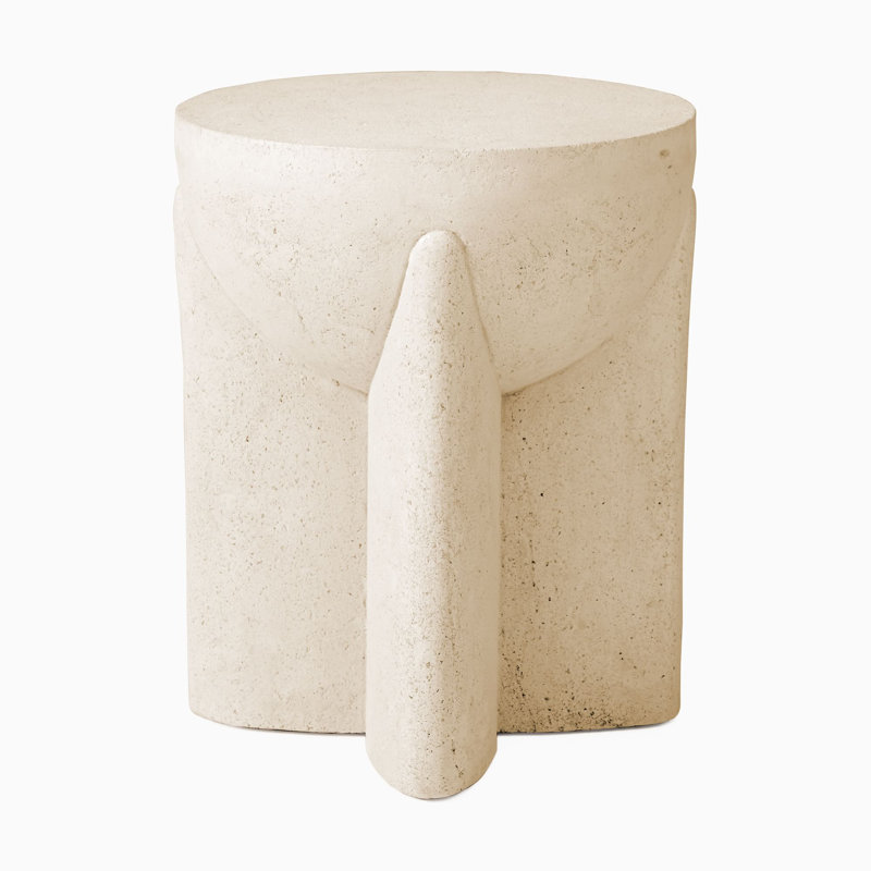 Table d'appoint Aleks, Blanc / beige
