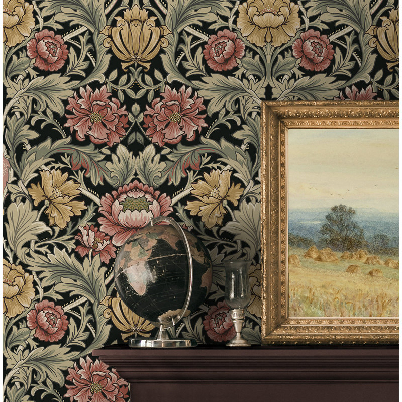 Papier peint adhésif camouflage Harry & Grace, Noir / vert / rose / or