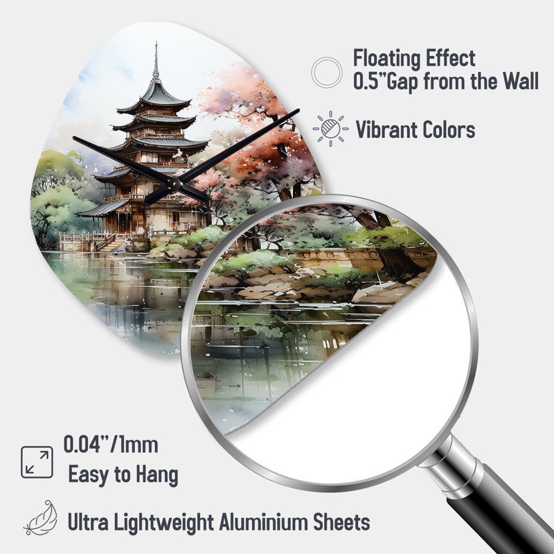 McQuilkin Asian Art Serene Pagoda II - horloges asymétriques en métal, horloge murale, Petit