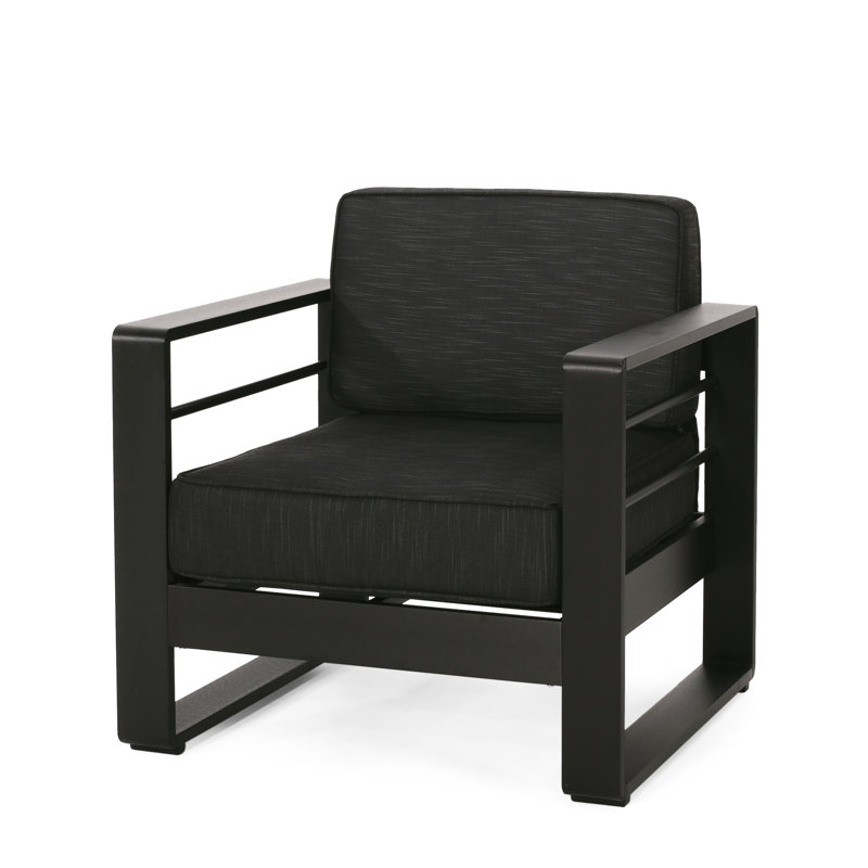 Adorian Bay Mp1 Dark Gray Aluminium Outdoor Dining Chair, Club Type, 31.93 In. Depth, 26.87 Width, 25.21 Height Chair In Gray, Style Seat,