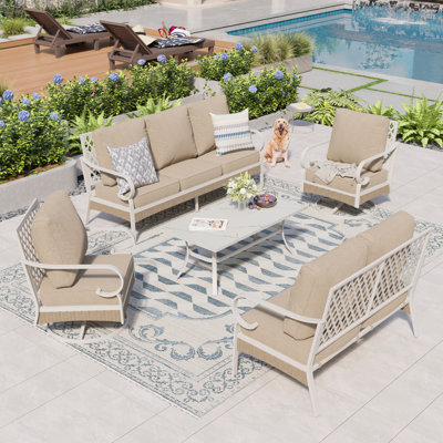 Tapasi 7-Person Patio Conversation Set with Loveseat & Swivel Lounge Chairs