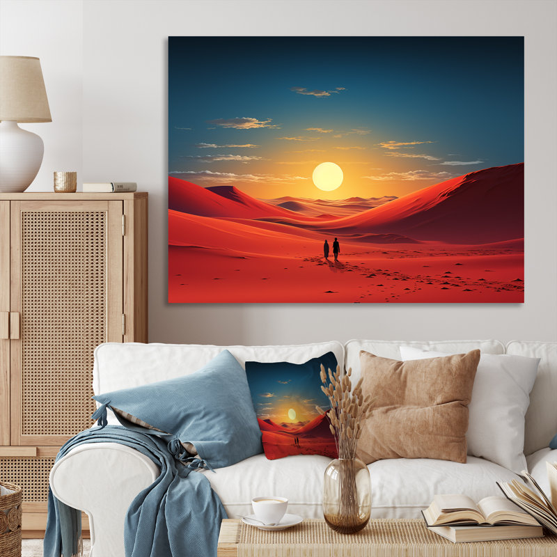 «Crimson Sands Desert Moon Horizon II», art mural désert, Toile tendue, H 30 po x l 40 po x P 1,5 po