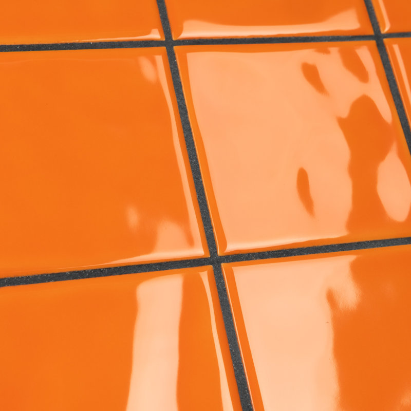 Twist 4" x 4" Ceramic Grid Mosaic Tile, Orange Sunset