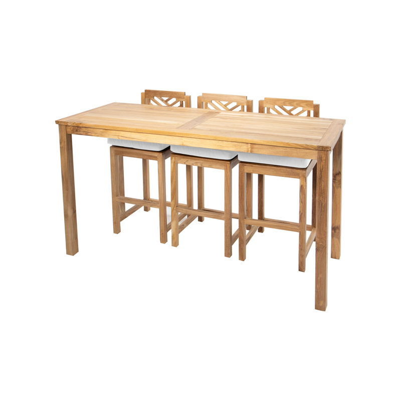 Monterey Solid Wood Dining Set, 7 Pieces: Table, 6 Chairs, Antique Beige