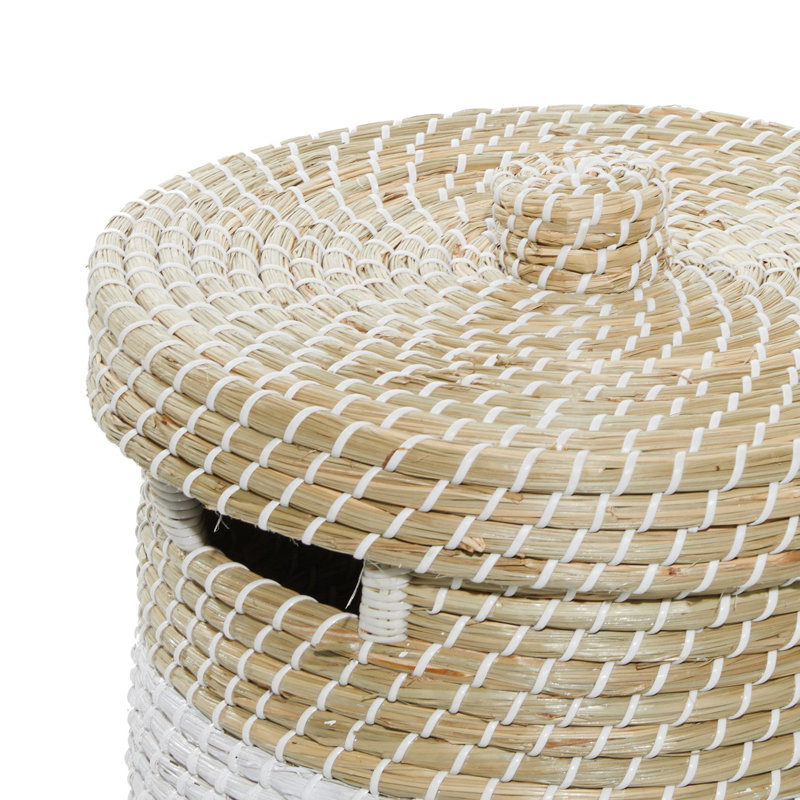 Seagrass Handmade Woven Two-Toned White Decorative and Functional Brown Storage Basket