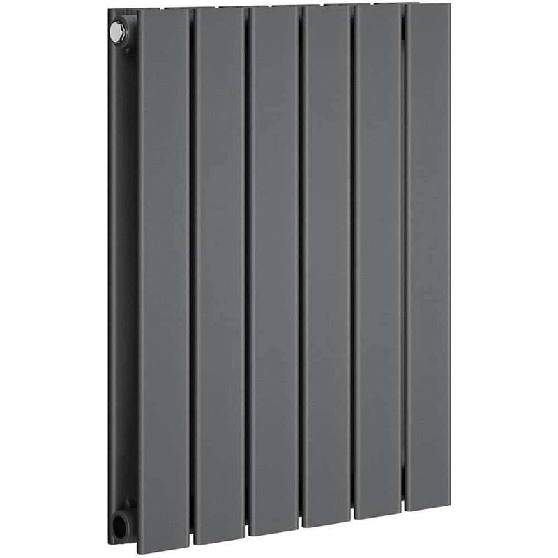 iBathUK Belgravia Horizontal Double Slim Flat Panel Radiator Angled Valve, 600cm H x 456cm W x 69cm D, Grey