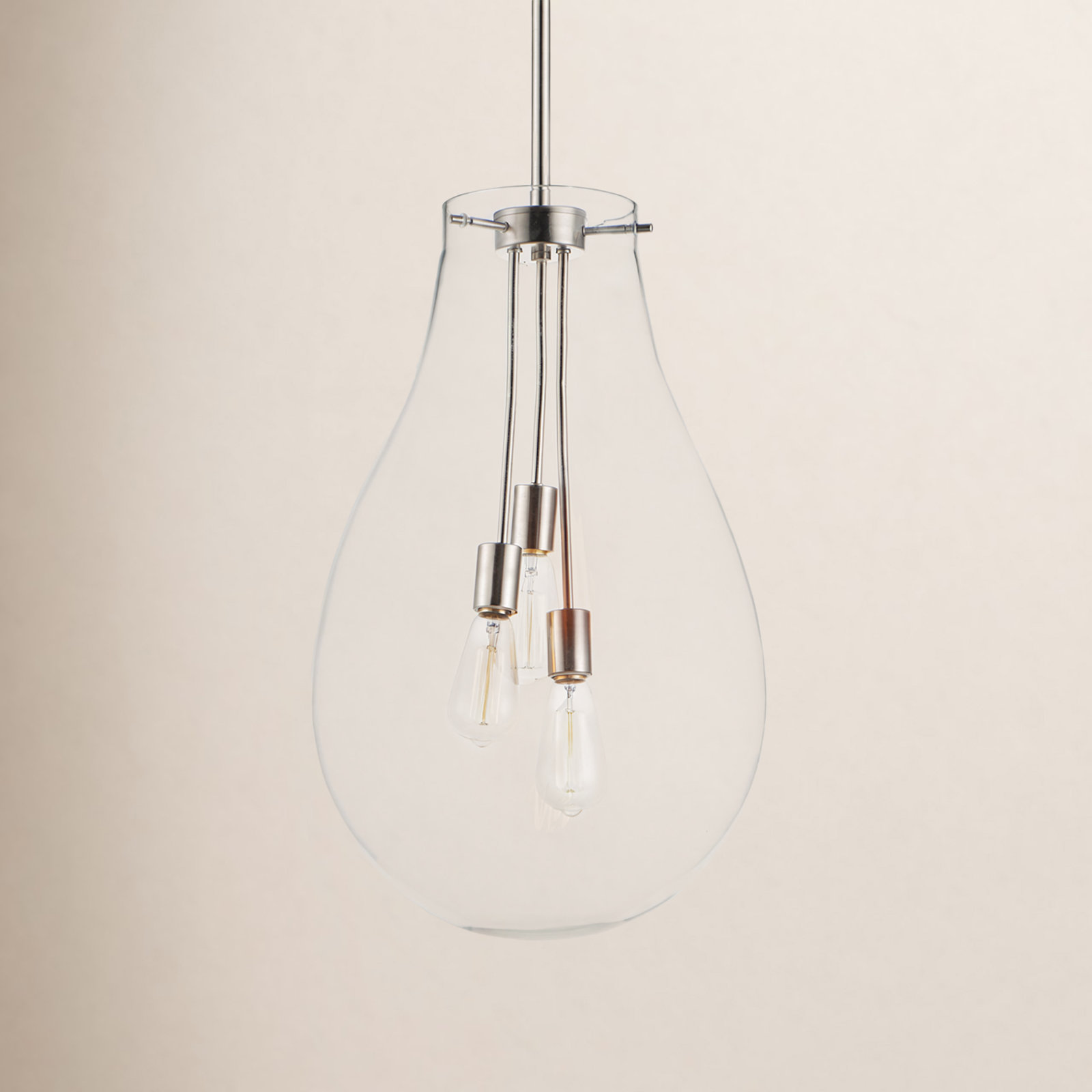 Lorine 3 Light Glass Dimmable Pendant, 24.75" H x 15.75" W x 15.75" D