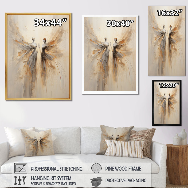 Fantaisie, minimalisme, fées I sur toile, Cadre flottant noir, H 40 po x l 30 po