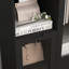 Armoire peinte en panneau de fibres à densité moyenne avec portes et tiroir en verre, espace de rangement ouvert, noir, chambre à coucher, salon-250140114