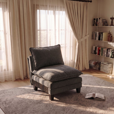 Modern Comfy Oversized Modular Armless Accent Chair for Living Room & Reading Nook