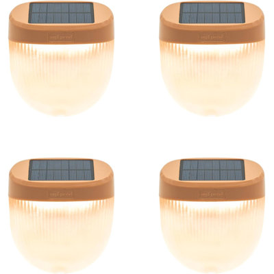Add ons Rippled Outdoor Waterproof Solar Powered Integrated LED Deck Light Pack (Set of 4)
