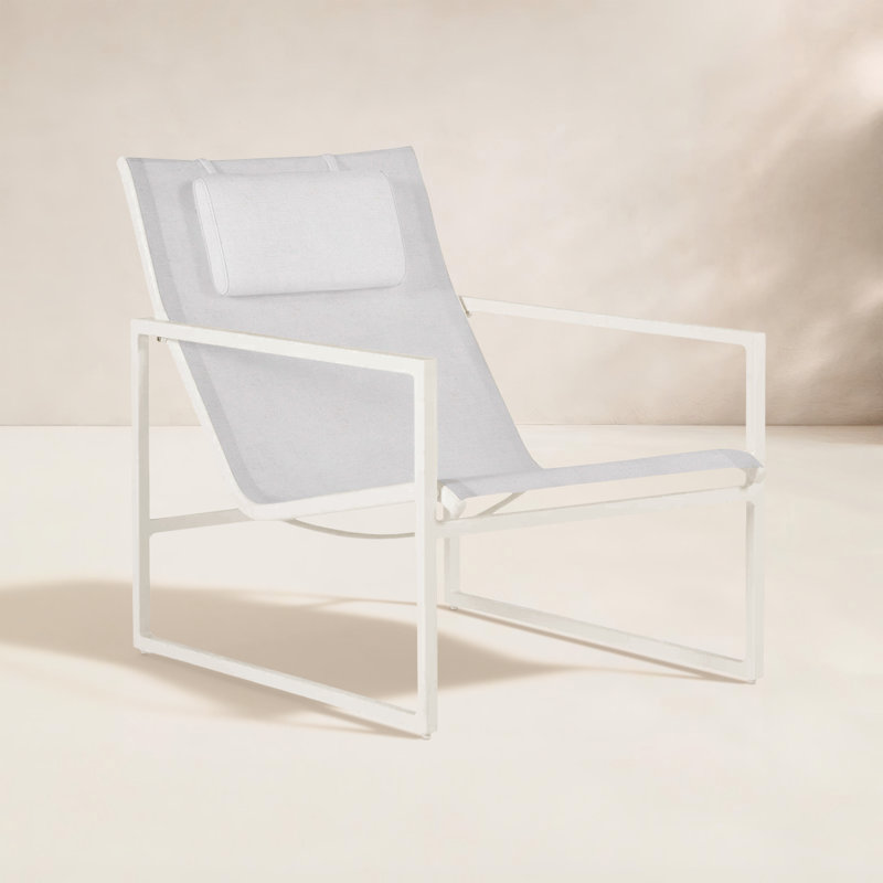 Serenata Sunbrella® Patio Lounge Chair, Welt, Bali Pearl, Chalk/White Sling