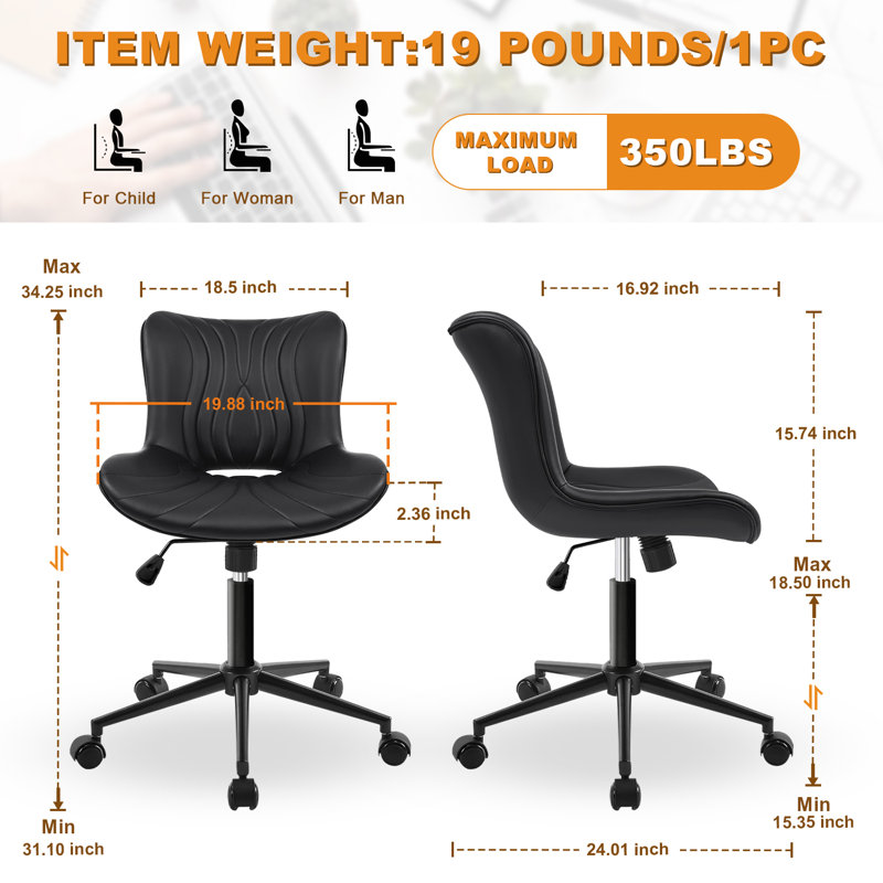 Stonehill Mid-century Home Office Chair Side Chair, Black
