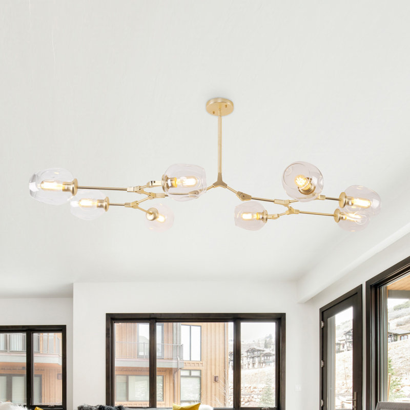 Pendent 8 - Light Sputnik Modern Linear Chandelier, Transparent, Gold