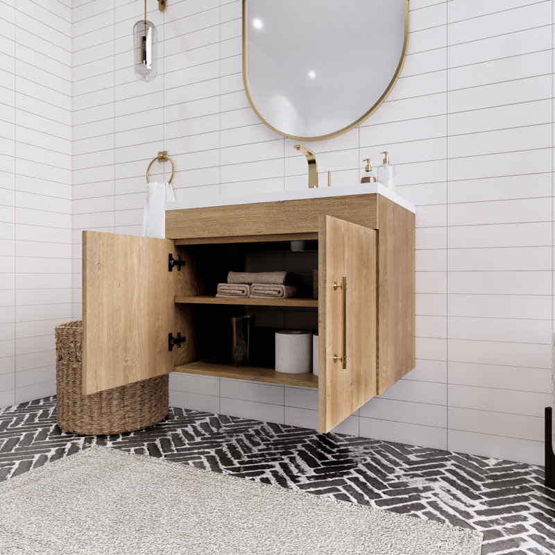 Ensemble de meuble-lavabo simple 30 po Topi, Chêne et teck