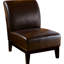 Fauteuil de chambre rembourré en cuir PU de couleur brune, aspect élégant, fauteuil brun
