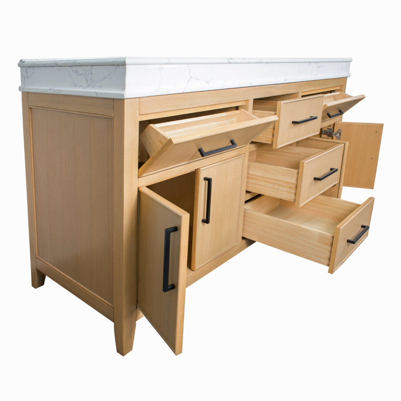 Meuble-lavabo double 60 po Bayla, Blonde