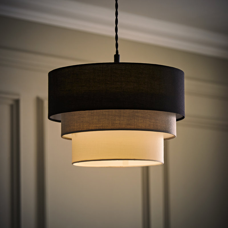 Aztec Drum Pendant Shade, Black, 20" H x 30" W x 30" D
