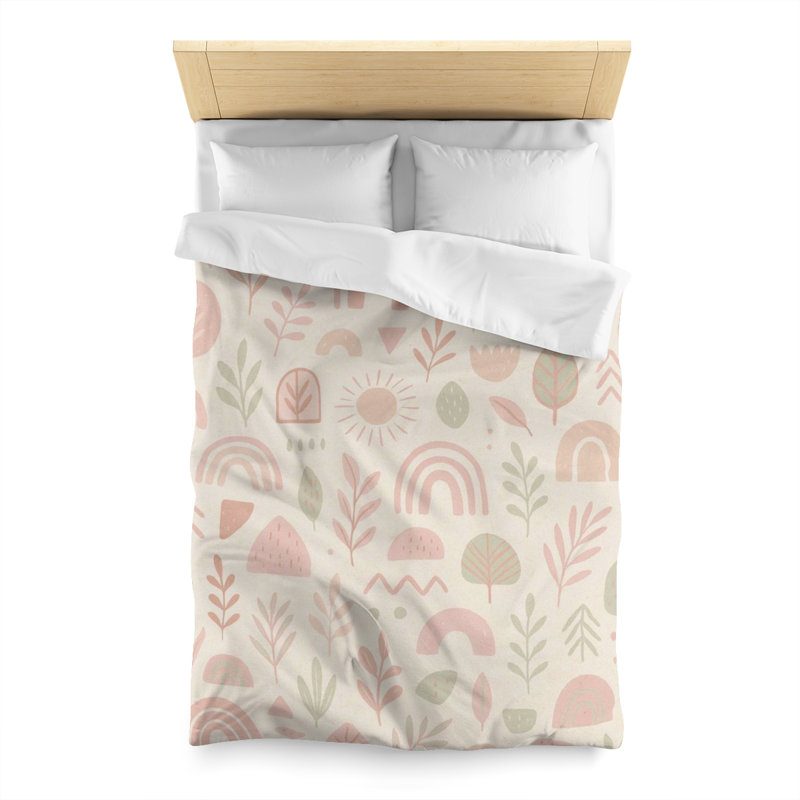 Duvet Covers Microfiber Duvet Cover, White/Pink, Twin Duvet Cover