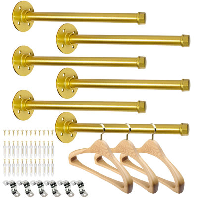 Barre à vêtements industrielle 6 pièces 6 pouces - tringle à vêtements murale