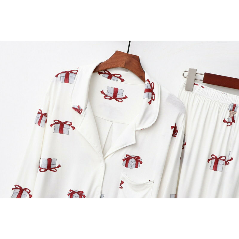 Ensemble de pyjama à imprimé à col droit pour femmes RH