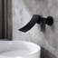 Robinet de salle de bain mural noir mat avec large bec en cascade, contrôle précis de la température et du débit d'eau, montage sur comptoir peu encombrant, vaste contrôle de débit, lavabos adaptés-121706703