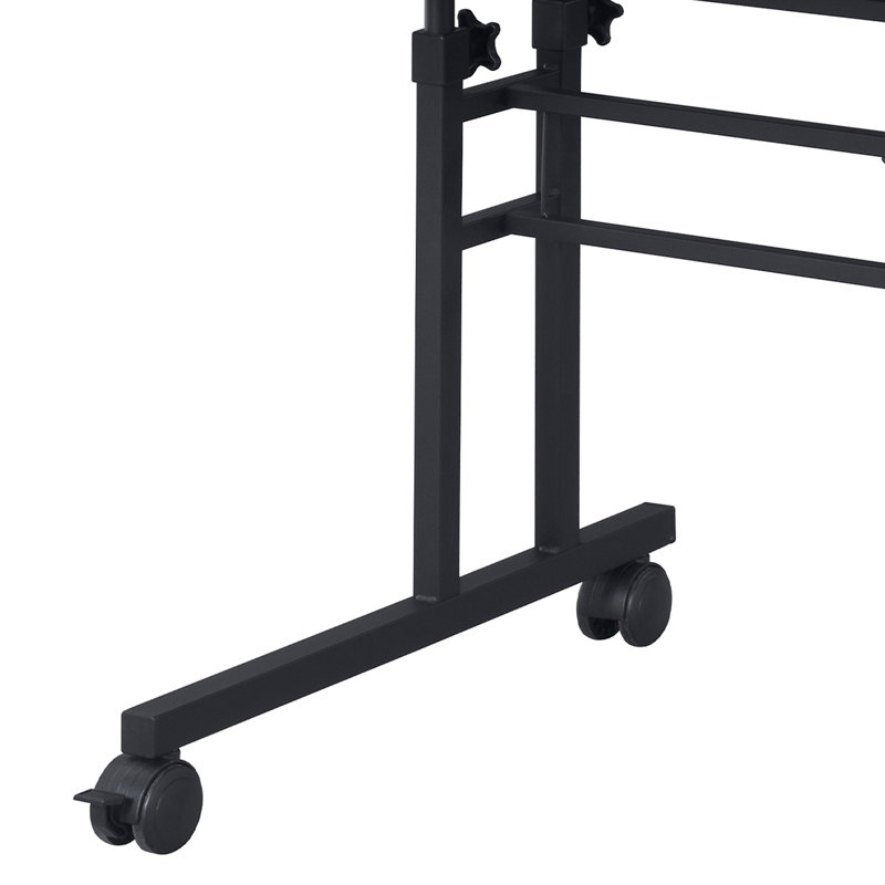 Rolling Writing Desk with Height Adjustable Desktop and Moveable Shelf, White/Black