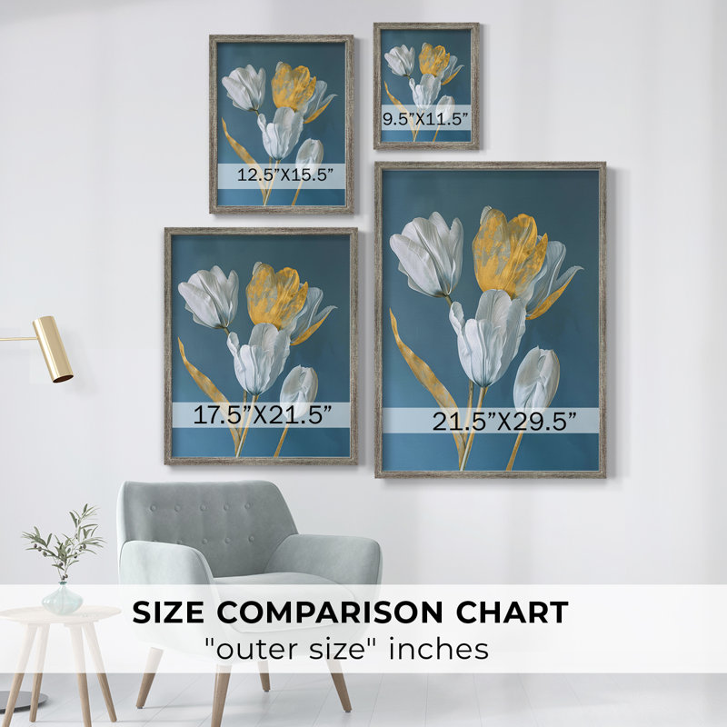 Impression encadrée FLORAL Series CIX - bois massif, H 11 po x l 9 po