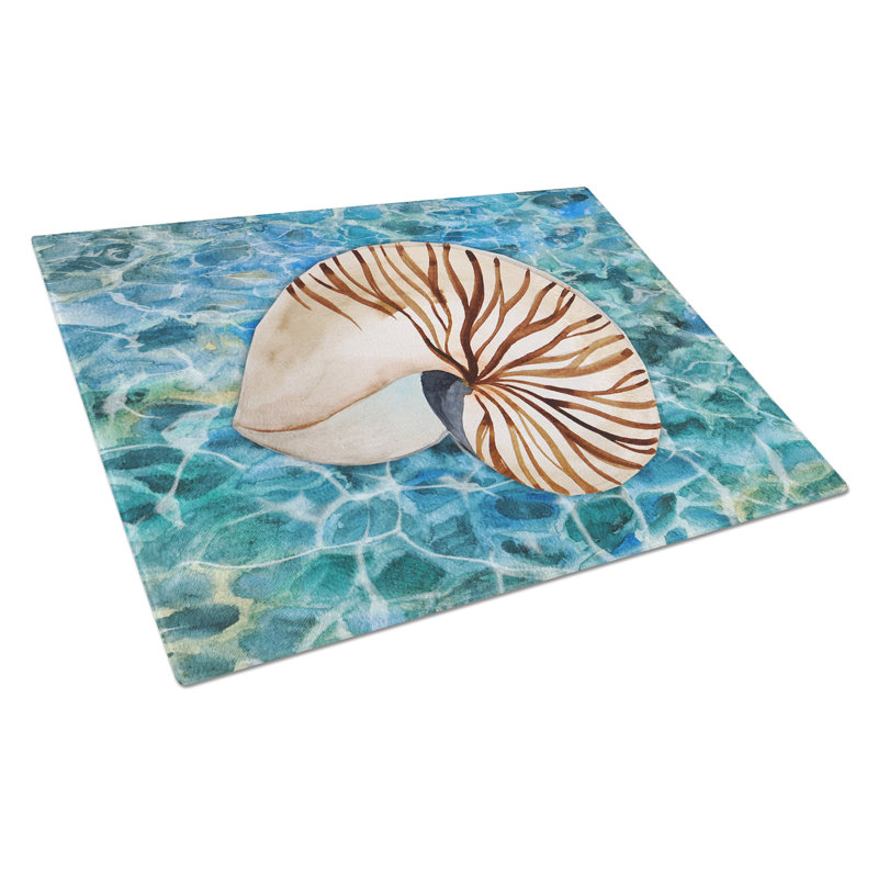 Planche à découper coquillage en verre caroline Under Water