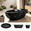 Baignoire profonde autoportante à surface solide de 67,5 po x 32 po, finition brute de style travertin