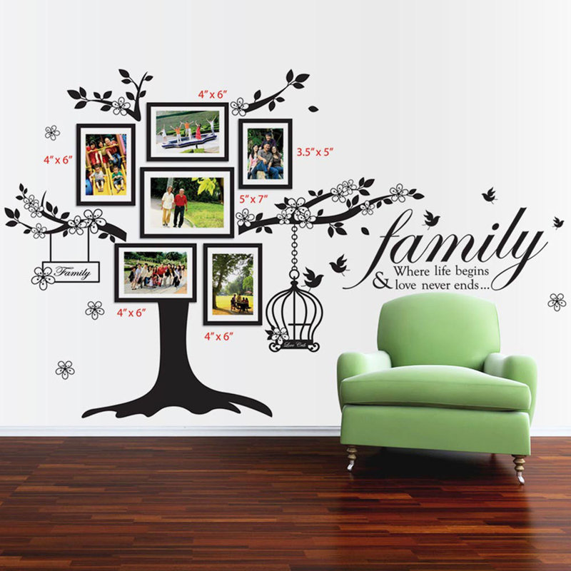 Adhésif décoratif arbre généalogique cadre photo et citation